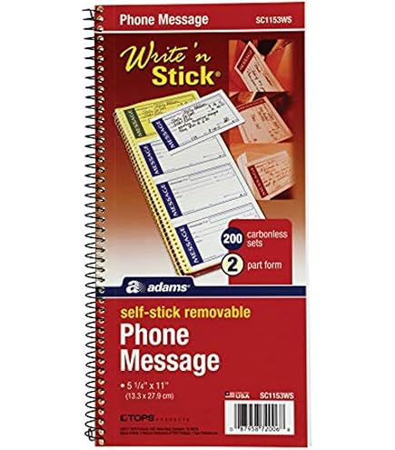 Amazon.com : TOPS 2-Part Carbonless Phone Message Book, 4.25