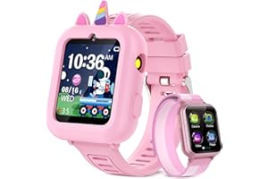 SEDZOFAN Smart Watch for Kids Girls Gift Age 3-12 with 39 Games Alarm Clock Camera Video Music Player Pedometer Flashlight 12/24 hr HD Touch Screen Kids Smart Watch Birthday Toys for Girls Ages 4 5 6 7 8 9 10
