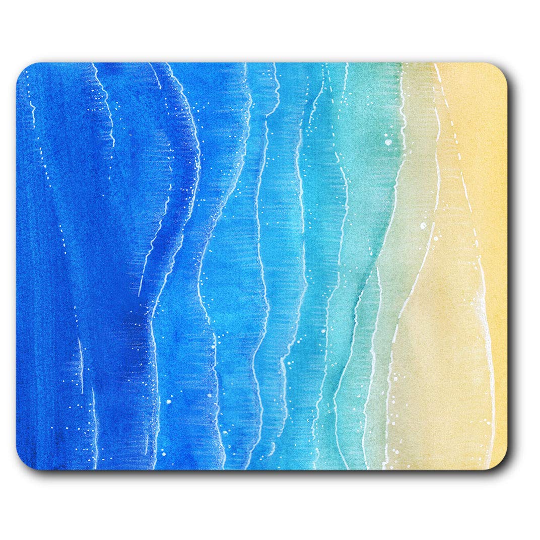 Destination Vinyl ltd Comfortable Mouse Mat - Fun Watercolour Beach Scene 23.5 x 19.6 cm (9.3 x 7.7 inches) for Computer & Laptop, Office, Non-slip Base - RM12974