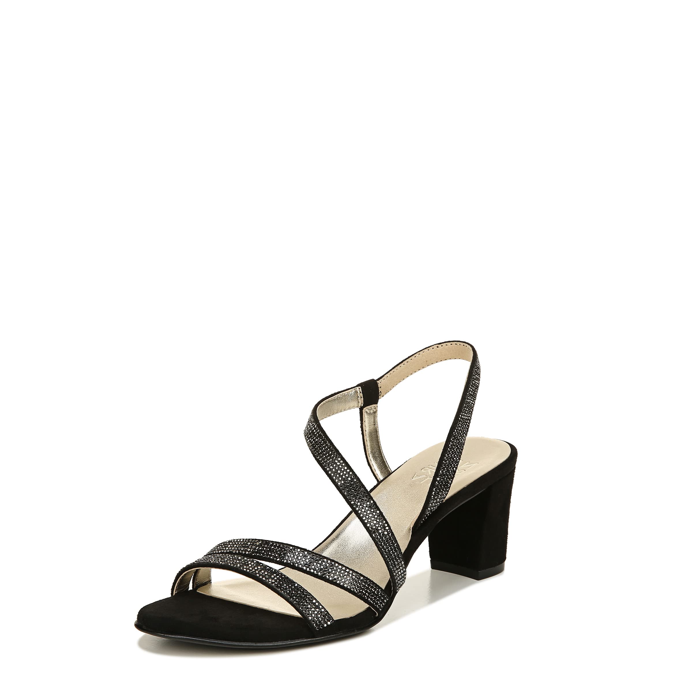 Naturalizer Womens Vanessa2 Rhinestone Embellished Strappy Heeled Sandal ,Black,7M