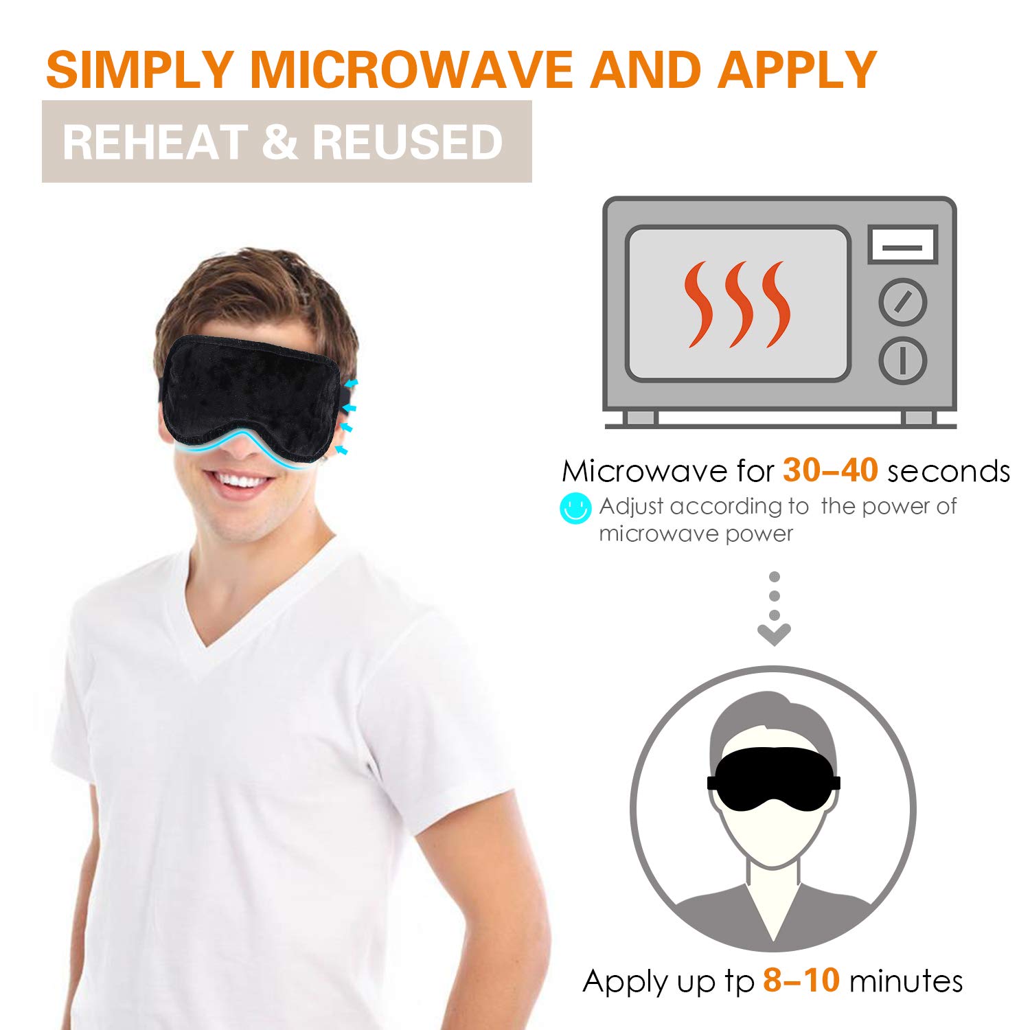 Eye Mask for Sleeping,ink-topoint Hot Eye Mask for Dry Eyes,Microwave Heated Eye Mask,Removable Filler Steam Eye Patches to Relieve Tired Eye,Dark Circle,Sleep mask for Relaxing/Nap / Bedtime(2-PACK)