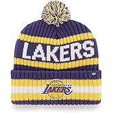 47 Bering Stripe Fashion Cuff Beanie Hat with Pom - NBA Premium Cuffed Winter Knit Cap