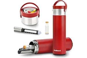 MEDINEED Insulin Cooler Travel Case, 60H 3 Pens Diabetes Travel Case Travel Medicine Organizer, Medication Cooler for Travel Diabetes Care, Travel Medicine Kit with TSA Approved Ice Packs (Red)