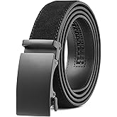 GAEKEAO Men's Belt Suede Leather Ratchet Belt for Men Micro-Adjustable Buckle for Dress, Casual & Everyday Wear, Trim to Fit