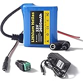 12V 2600mAh Lithium Battery Pack with 12.6V 1A Charger, 12 Volt Rechargeable Battery for DIY Projects
