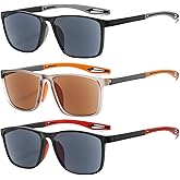 FSRTEP 3-Pack Men's Reading Sunglasses – Outdoor Sun Readers with Sporty TR90 Frame, UV400 Protection & Full Magnification Lenses