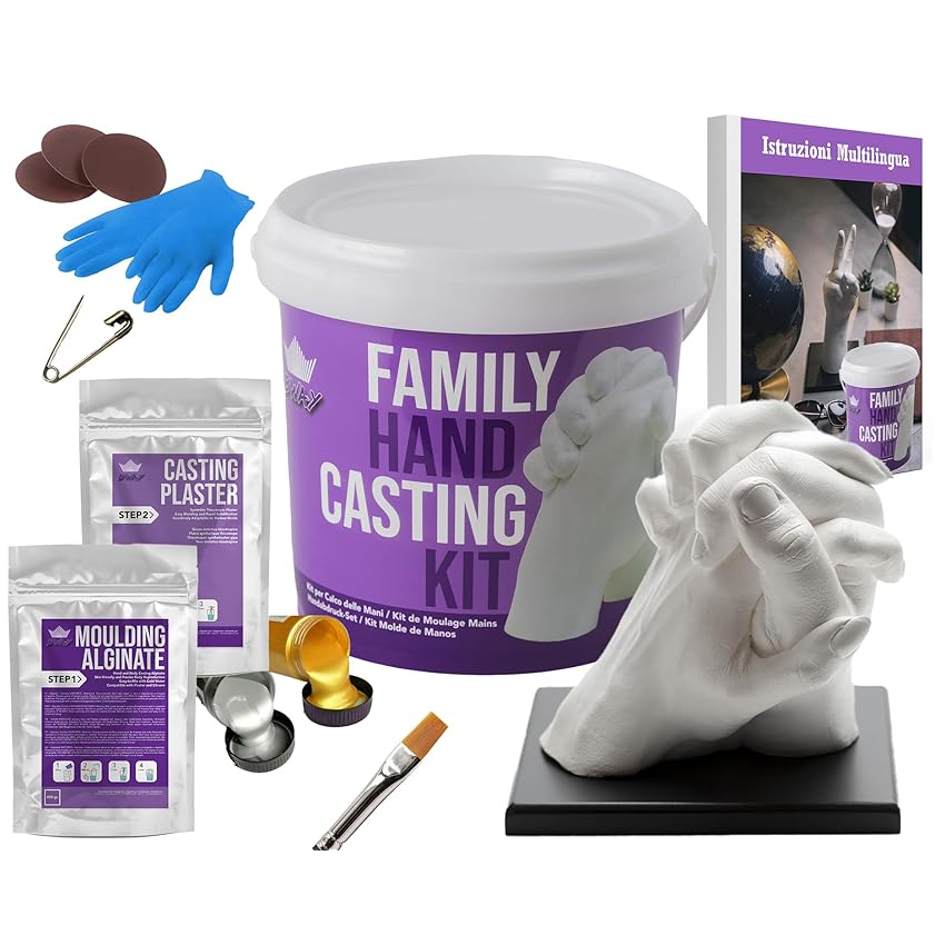 BWAY Calco Mani Coppia - Regali Natale Originali - Calco Mani con Gesso per Stampi e Alginato