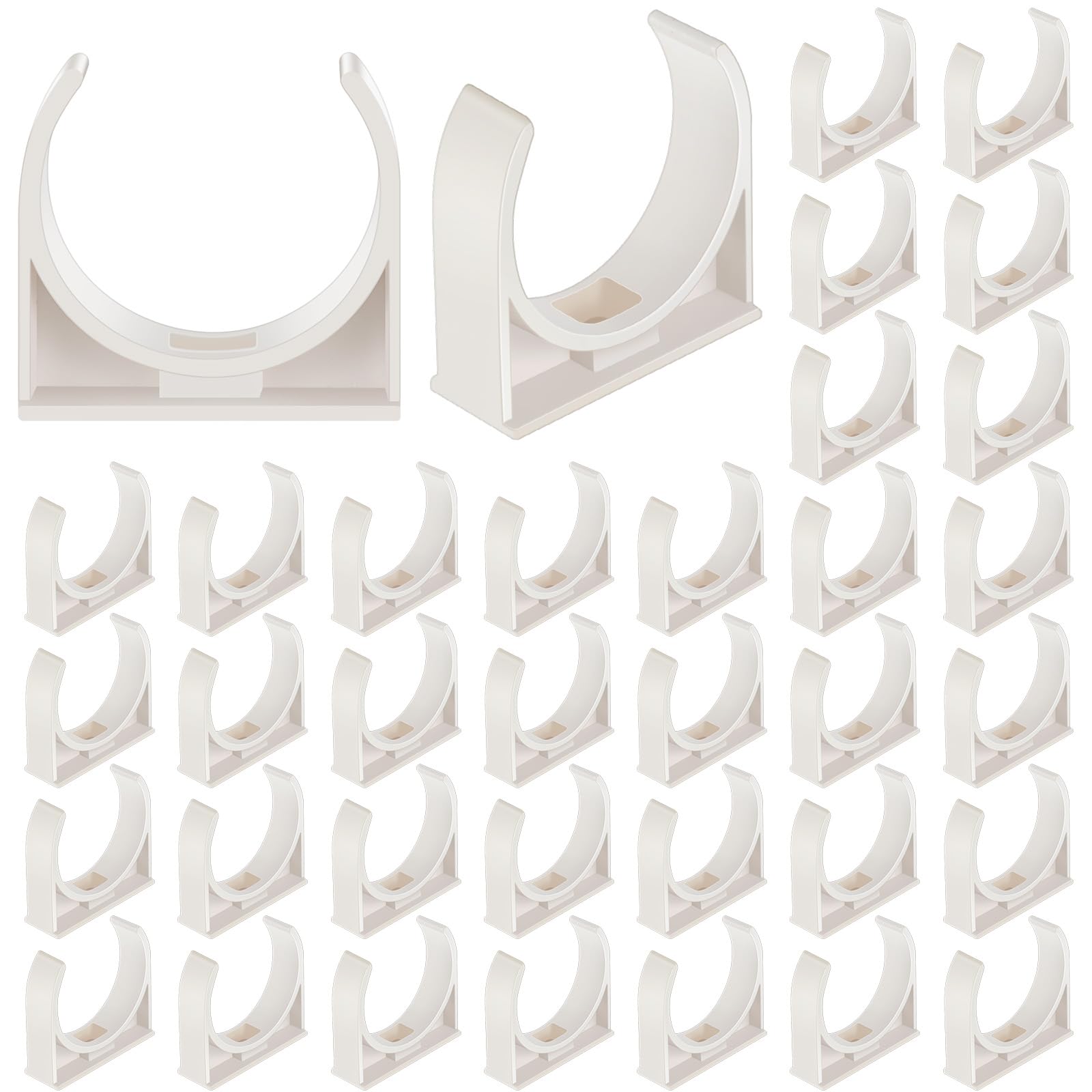 Photo 1 of Chunful 50 Pack 2 Inch Pipe Clamps PVC Clips Pex Pipe Support Hangers Plastic U-shaped Tubing Clamps for Tubing Hose Hanger Support, White