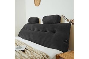 Rycwola Headboard Wedge Pillow with 2 Pack Neck Roll Pillow Large Headboard Pillow King Wedge Pillow Headboard Soft and Supportive Bed Rest Reading Pillows for Sitting in Bed with Removable Cover