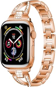 PEIYUI Stainless Steel Metal Band for Apple Watch 38mm 40mm, Women Men Strap Replacement Link Bracelet Band Compatible with Apple Watch Series 6 & 5 & SE iWatch Series 4/3/2/1 (Rose gold, 38mm-40mm)