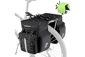Sunpeak Bike Bag Accessories Panniers for Bicycle Rear Rack Bag 45L Waterproof Mountain Electric Bike Saddle Bag for Cycling Traveling Commuting Black