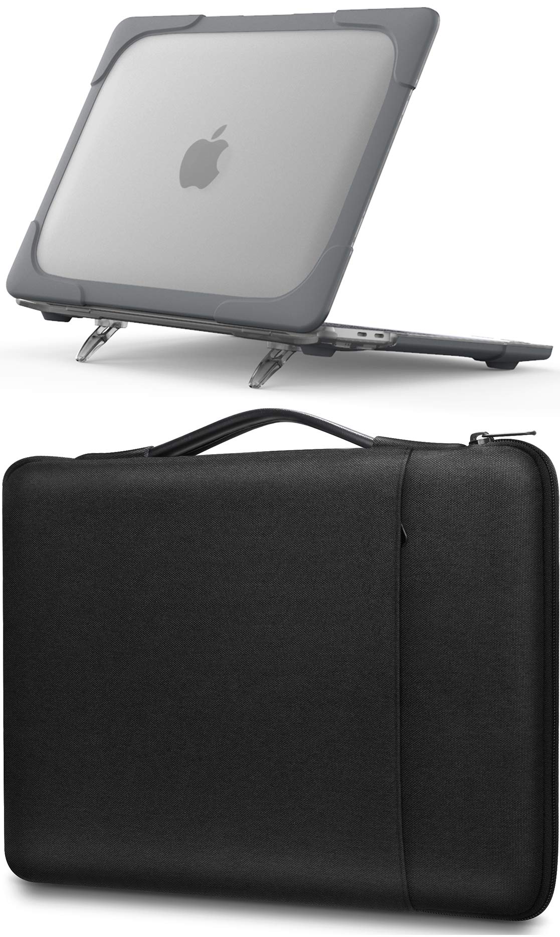 ProCase for 2022 2020 MacBook Pro 13 M2 / M1 Hard Shell Case + Grey Sleeve Bag, Compatible with MacBook Pro New 13-inch Model A2338 A2289 –Grey/Black