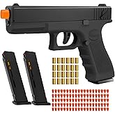 Soft Bullet Toy Gun with Shell Ejecting,Gun Fidget Toy with 100 Soft Bullets, 24 Shells and 2 Magazines,Education Toy Model,Christmas Birthday Gifts for Boys&Girls Kids Adults Age 8+(Black)