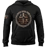 RustField Co. Faith Over Fear Hoodie, Cross Hoodie With American Flag, Bible Verse Hoodies, Christian Hoodies For Men