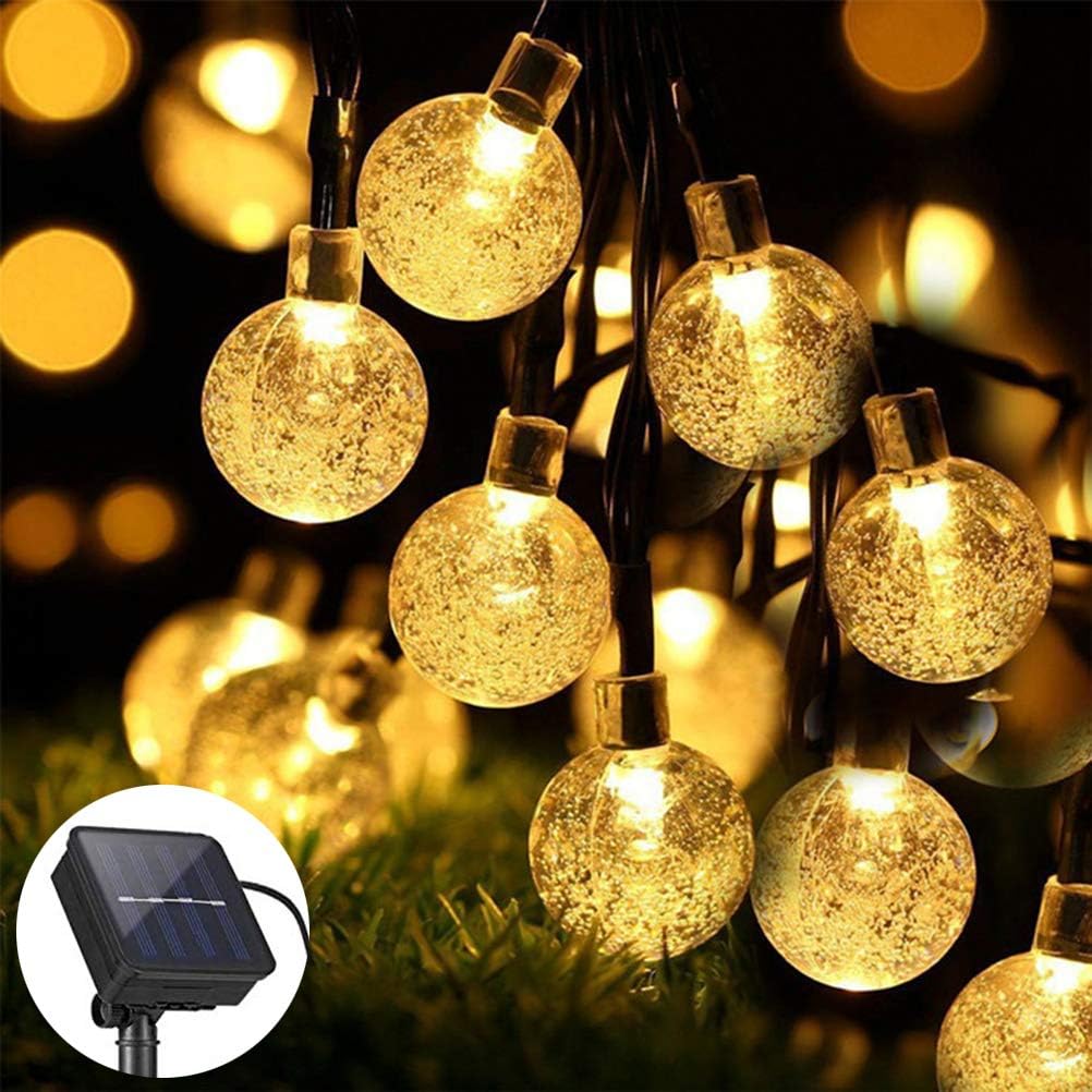Lwind Globe Solar String Lights, 22.96ft 50 LED Outdoor Bulb String Lights, Waterproof 8 Modes Solar Patio Lights for Patio, Garden, Gazebo, Yard, Outdoors (Globe, Warm White): Home Improvement