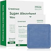 Super Absorbent Wound Dressing 4"x 4" 10 Individual Pack Fast Healing Wound Care Non Stick Bandages Gauze Pads for Surgical Ulcer High Exudating Wounds Burns Lacerations