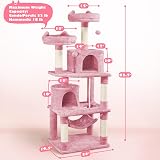 Yaheetech 158cm Multi-Level Cat Tree Tower Pink with Scratching Posts Condos view 9