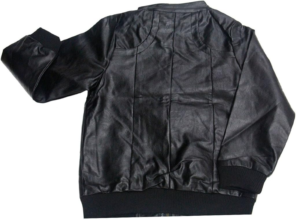 Chinaface Boy's Trendy Stand-Collar PU Leather Spring Moto Jacket Black: Clothing