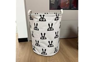 16.5×19.5 Inches Large Fabric Laundry Hamper with Rabbit Pattern, Foldable & Waterproof Storage Basket for Toys and Dirty Clo
