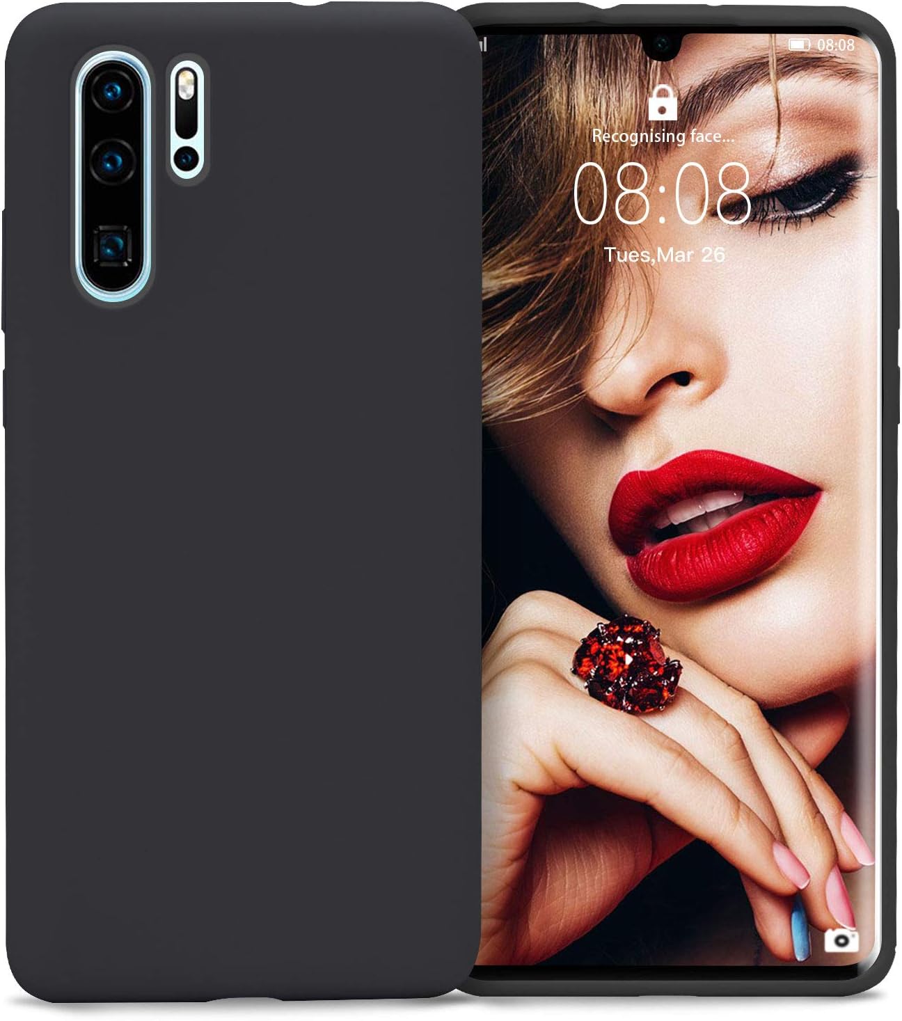 JASBON Case for Huawei P30 Pro, Silicone Full Protective Phone Official Cover for Huawei P30 Pro-Black