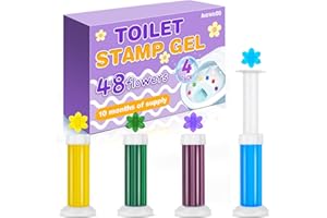 AstrivixDD 4 Pack Toilet Gel Stamp, 48 Stamps 4 Kinds Of Scent Toilet Bowl Cleaner Gel, Long-Lasting Flowers Shaped Bathroom Freshener, Keeps Toilet Fresh Fragrant and Clean
