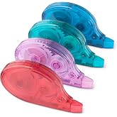 Amazon Basics White-Out Correction Tape with Dispenser, 39.3ft, 4-Pack, Tear-Resistant Tape for Office or School Supplies, Green, Orange, Purple, Red, Blue