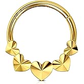 Jewseen Septum Ring 16g Cartilage Hoop Earring Heart Septum Jewelry Gold Septum Jewelry Surgical Steel Daith Piercing Jewelry Tragus Conch Helix Earring for Women Men Nose Rings Hoop