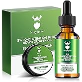 Beard Growth Oil & Beard Balm - Beard Growth Kit with 5% Concentration Biotin for Men, Natural Ingredients with Argan Oil, Jojoba Oil and Vitamin (Citrus Serenity)