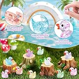 JOLCEEY 100pcs Mini Ducks Glitter Resin Tiny Ducks 10 Colors Aquarium Dollhouse view 4