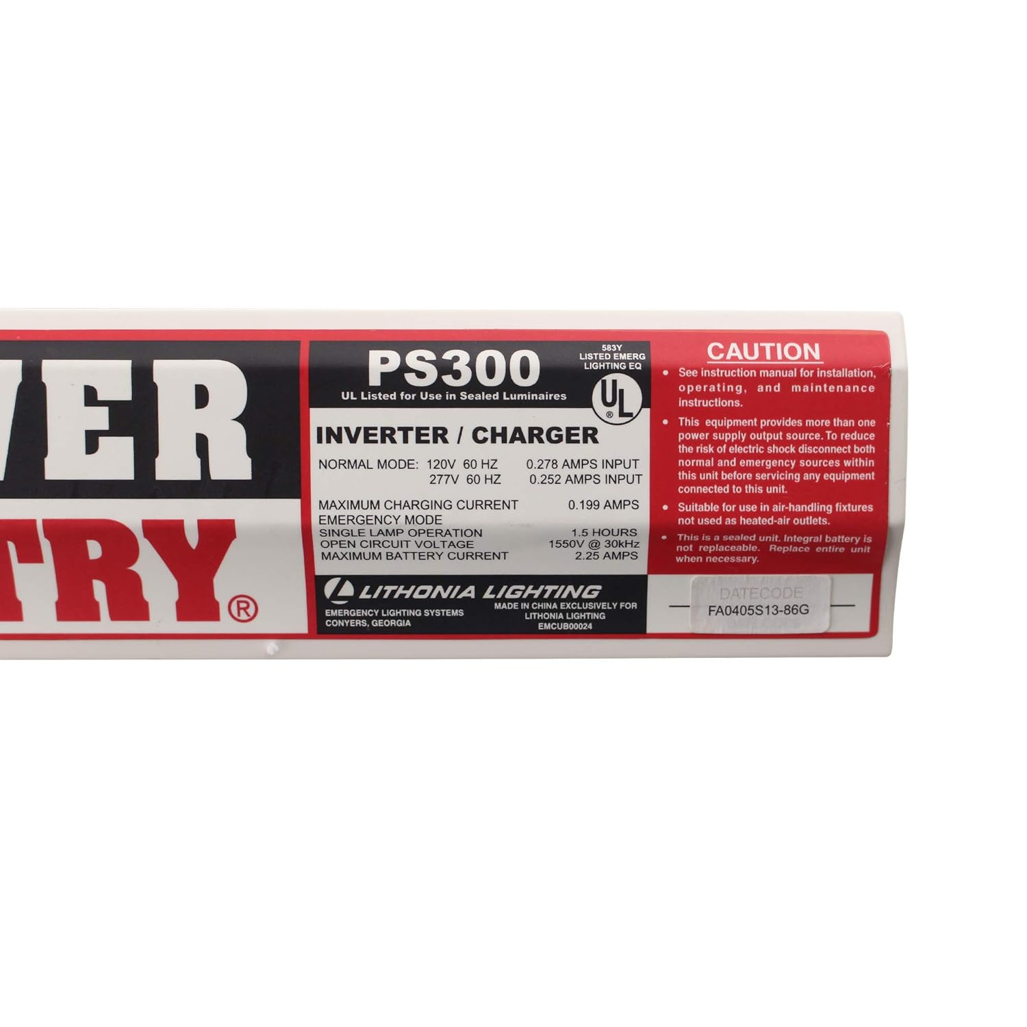 120277V Lithonia Lighting PS300 Inverter/Charger 60Hz Power Sentry