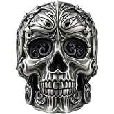 Baroque Skull Rings 925 Sterling Silver Gothic Filigree for Men | Made to order in 60+ sizes, solid oxidized 925 sterling silver, artisan memento mori gift for gothic jewelry collectors