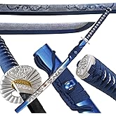 1045/1060 high Carbon Steel Full Hand Forged Traditional, Katana Sword Hademade Heat Tempered ，Japanese Samurai Swords ，Full Tang,Functional,Blue