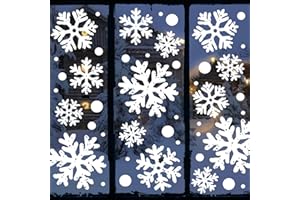 Ivenf Christmas Decorations Indoor Decor: 8 Sheets Extra Large White Snowflake Christmas Window Clings, Farmhouse Rustic Xmas Snowflake Decorations for Kids Home School Office Winter Holiday Party
