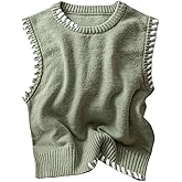 Verdusa Women's Sleeveless Sweater Old Money Ribbed Knit Pullover Binding Casual Tank Top