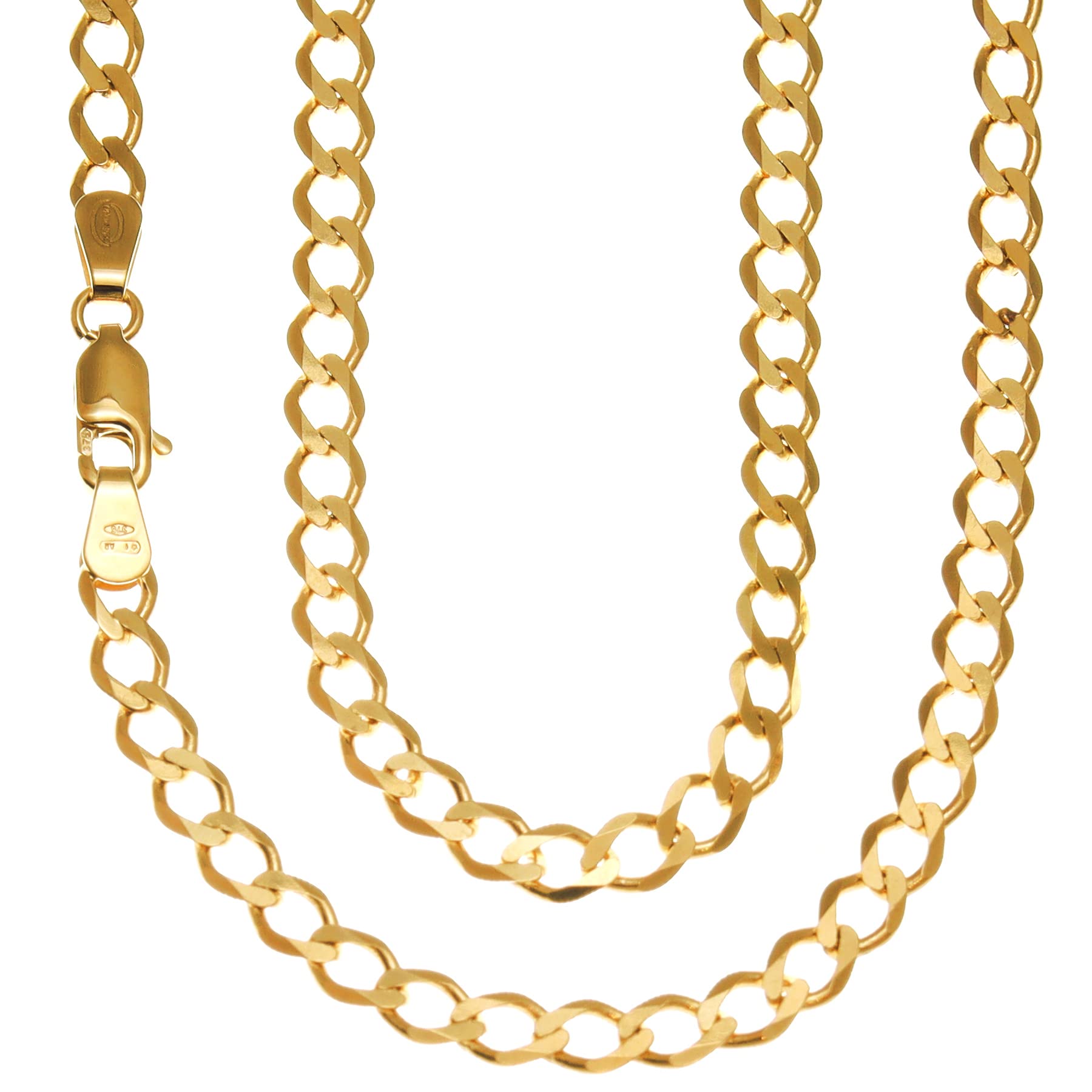 Alexander Castle 18" Solid 9ct Gold Chain Round Curb Chain Necklace - 4mm - Yellow Gold Necklace for Women with Jewellery Gift Box