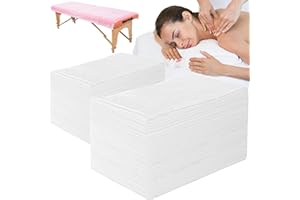 URALILI 100 PCS Massage Table Sheets Disposable Non Woven SPA Bed Cover Breathable Polypropylene Fabric 31" x 70" Thin, Not Waterproof (White)