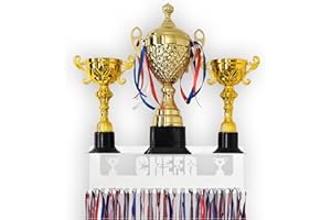 GENERIC1 MOOH Sports Medal Hanger Display - 16.5" Medal Holder with Trophy Shelf (Holds 20 Medals) - Metal Award, Trophy and Medal Display Shelf for Gymnastics, Cheer, Soccer & More