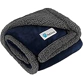 PetAmi Dog Blanket for Small Medium Dogs, Pet Bed Blanket Cat Puppy Kitten, Fleece Furniture Couch Cover Protector Sofa Car, Soft Sherpa Dog Throw Plush Reversible Washable, Mini 29x40 Blue Gray