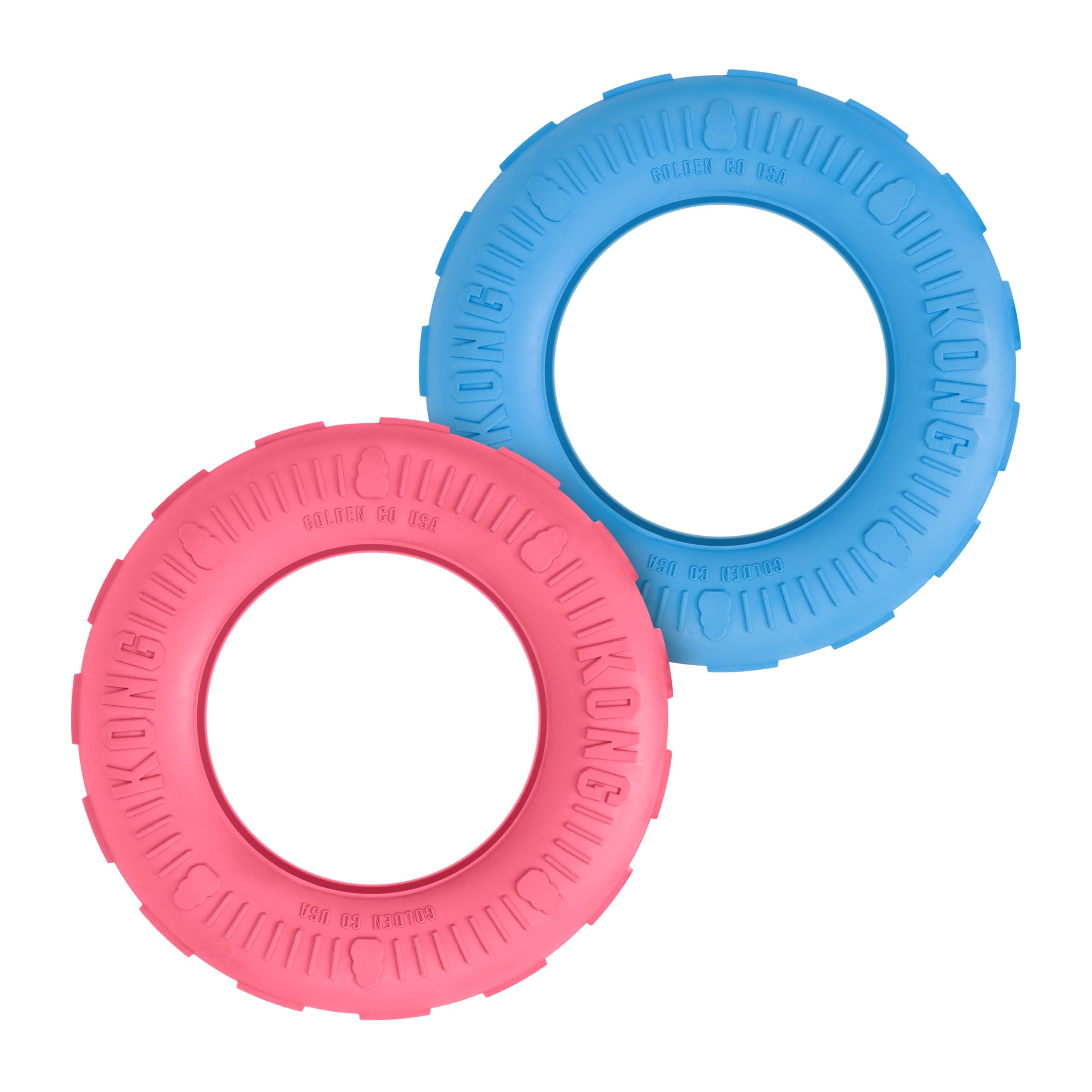 KONG Puppy Tires - Natural Rubber Chew Toy for Teething - Stuffable Dog Toy for Treats & Snacks - For Medium/Large Puppies