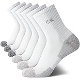 Calvin Klein Mens Quarter Socks - 6 Pack Performance Cushioned High Quarter Cut Athletic Socks for Men With Arch Support