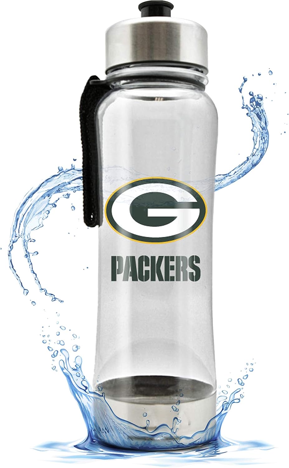 NFL Clip-On Clear Plastic Water Bottle