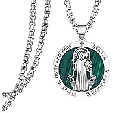 Sbzxbt Saint Benedict Medal Sterling Silver Saint Benedict Necklace Medalla de San Benito Religious Gifts for Men Father
