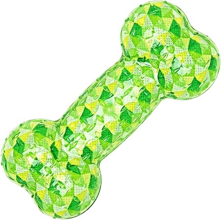 green squeaky dog bone