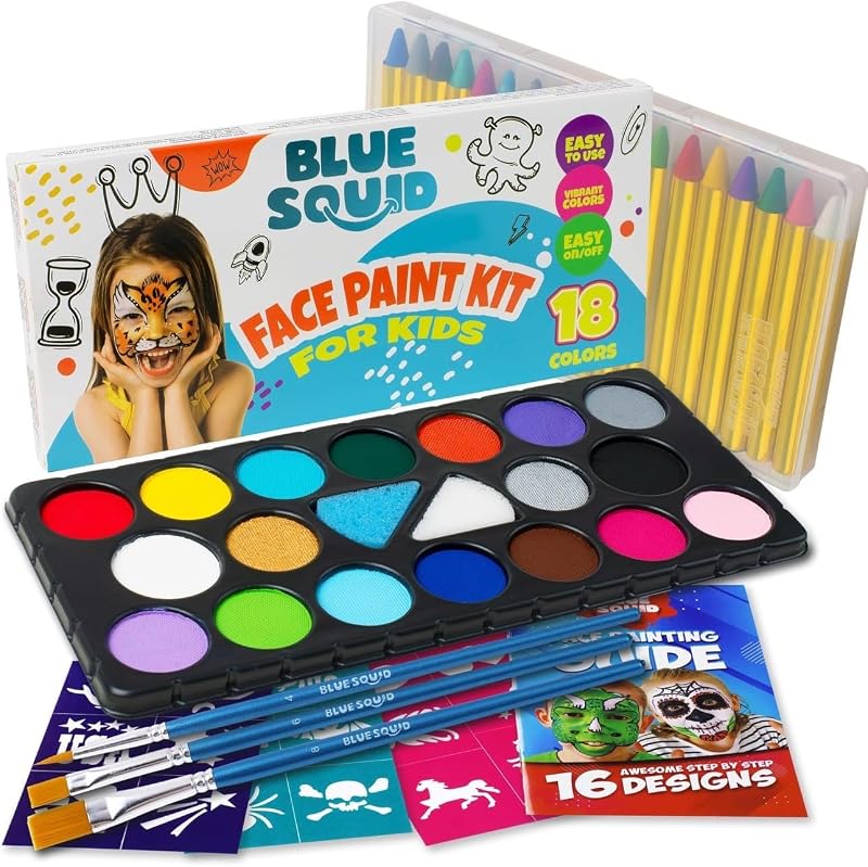 Blue Squid Blue Squid Body Crayon Sticks Face Paint Kit 18 XL Crayons 24