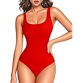 LODAY Bodysuits for Women Scoop Neck Body Suits Sleeveless Double Lined Bodysuit Tank Top