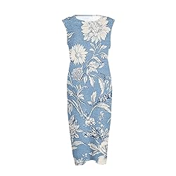 Smocked Dresses Women Summer Fall Cotton Linen Midi