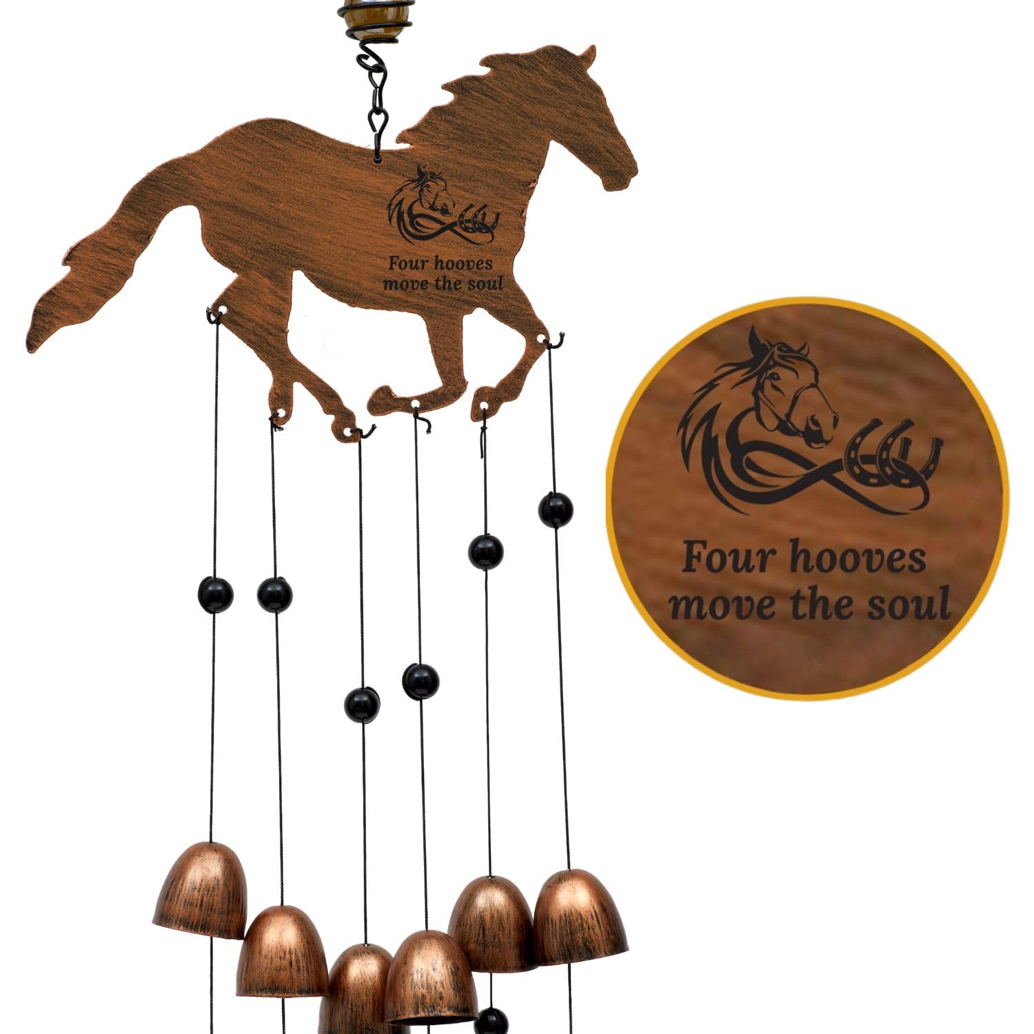 Cantik Horse Wind Chime For Garden - Horse Gifts for Girls & Women - Horse Racing Gifts For Men & Women - Relaxing Garden Gifts For Horse Lovers