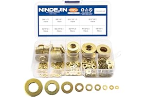 NINDEJIN 315 Pieces Brass Washer Assortment Kit Metric Flat Washers 9 Sizes Assorted Set for Screws M2 M2.5 M3 M4 M5 M6 M8 M10 M12 Gasket for Bolt Fasteners