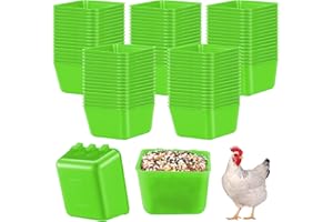 Maxdot 50 Pcs Cage Cups Chicken Feeder Cups 16 oz Hanging Bird Food Water Bowl Bunny Cage Feeding Dish for Pet Parrot Rooster Parakeet Gamefowl Poultry Pigeon(Green)