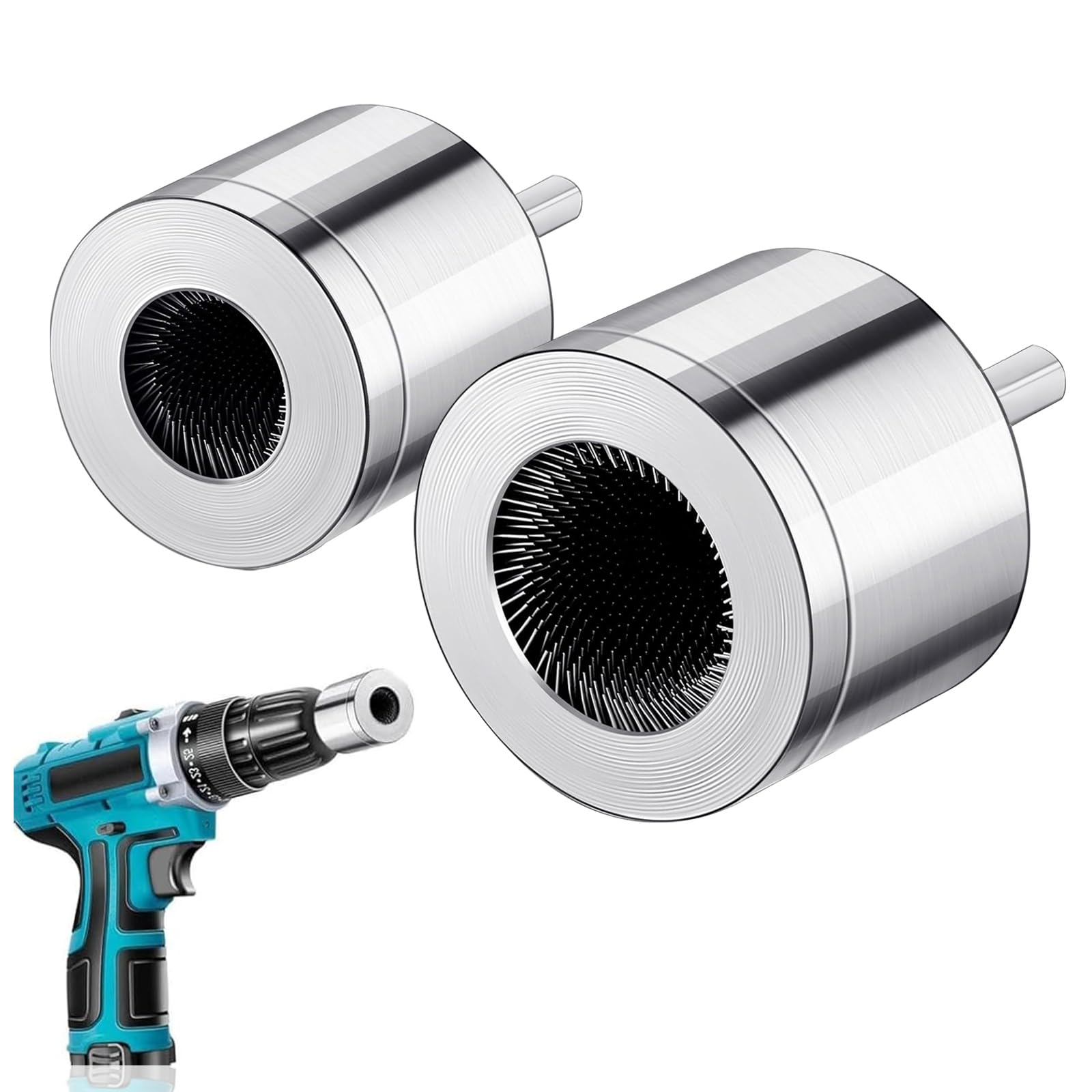 2PCS Copper Pipe Cleaner,15+22mm Drill Tube Cleaning Brush,Full-Metal Copper Pipe Tube Cleaning Brushes,Efficient Copper Pipe Cleaners Plumbing Brush for Electric Drill Bit